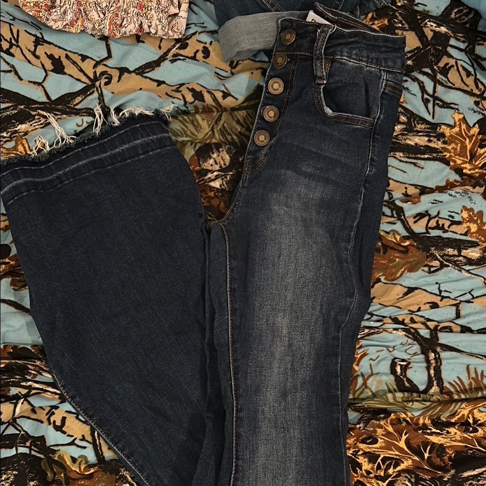 Rue21 Dark Blue Flare Jeans with Button-Fly